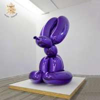 Home decoration art design purple balloon dog stainless steel sculpture for sale NTS-036LI