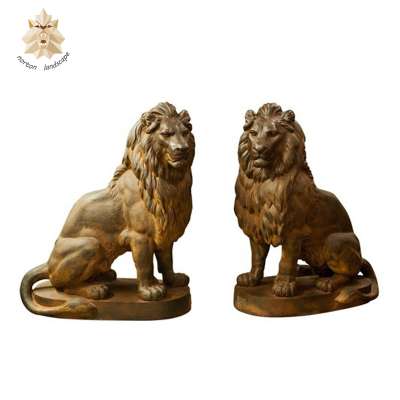 Animal Statue a pair Chinese stone lions sculpture NTMA-042Y