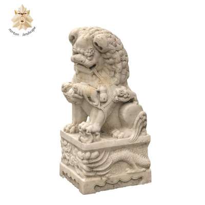 2018 natural made hand carved Chinese stone marble foo dogs sculpture NTMA-053Y