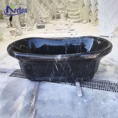 Modern home hotel use natural stone bathtub freestanding marble black bathtub for sale