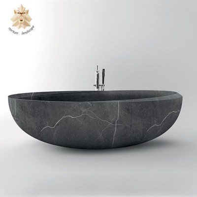 High quality modern natural freestanding stone bathroom bathtub black marble bathtub  for sale NTMBA-030Y