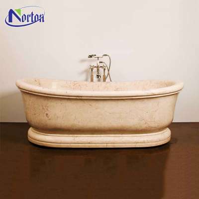 Modern new design modeling natural yellow freestanding solid marble bathtub for sale CN19-5091