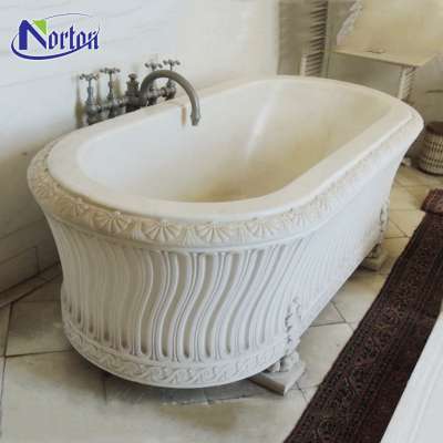 Classic freestanding natural stone bathtub white marble bathroom bathtub for indoor used NTMBA-006Y