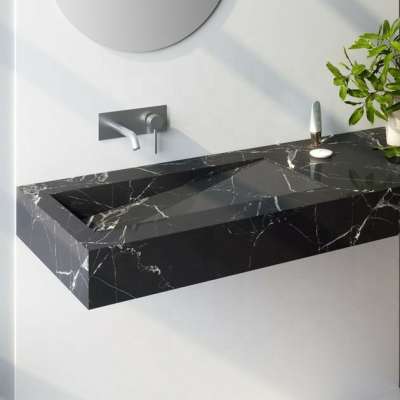 Factory supply Black Marquina marble wash basin for sale