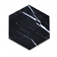 Nero Marquina Black Marble 6 inch Hexagon Tile Polished