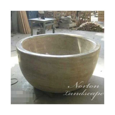 large round yellow stone bathtubs freestanding marble bathtub natural stone for home use NTS-BA269S