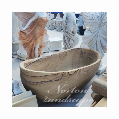 Modern home bathroom stone used bath tub high quality natural stone marble Wood grain granite bathtubs price