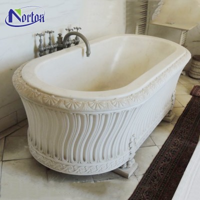 Classic free standing natural stone bathtubs price white marble bathroom bathtub for indoor used NTMBA-006Y