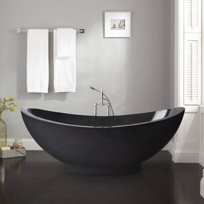 Total black freestanding natural stone bathtub NTMBA-001C