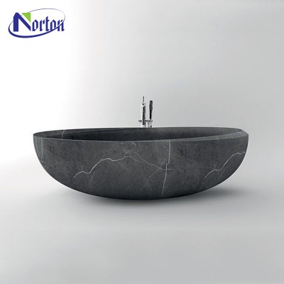 High quality China suppliers solid bathroom bath tub freestanding artificial black stone bathtubs