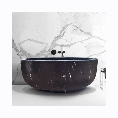 Wholesale Custom Cheap Freestanding Solid  Marble Black Bathroom Bathtub Price