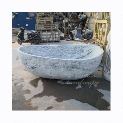 Wholesale Custom large outdoor freestanding solid carrara marble natural stone bathtub price