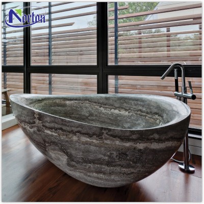 Modern wholesale home use natural stone bathtub freestanding limestone bathtub NTMBA-008Y