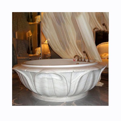 Custom Hand-carved Luxury Free Standing White Natural Stone Marble Bathroom Bathtub For Sale